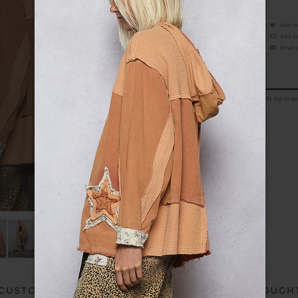 POL “ Lillianna 2  ” POL Hoodie Jacket in Thermal and Twill Mixed Fabric 96A - Picture 3 of 5